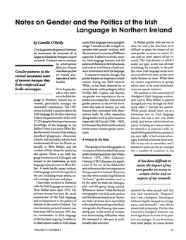 Notes on Gender and the Politics of the Irish Language in Northern Ireland