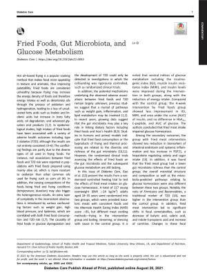 Fried Foods, Gut Microbiota, and Glucose Metabolism