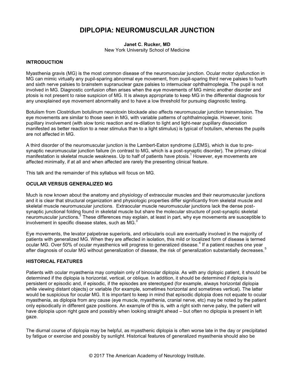 Diplopia: Neuromuscular Junction