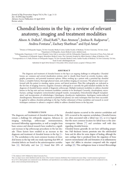 Chondral Lesions in the Hip: a Review of Relevant Anatomy, Imaging and Treatment Modalities Alison A
