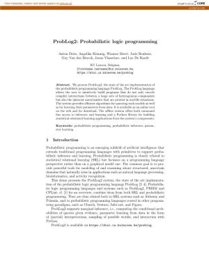 Probabilistic Logic Programming