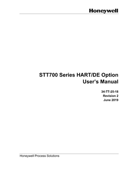 STT700 Series HART/DE Option User's Manual