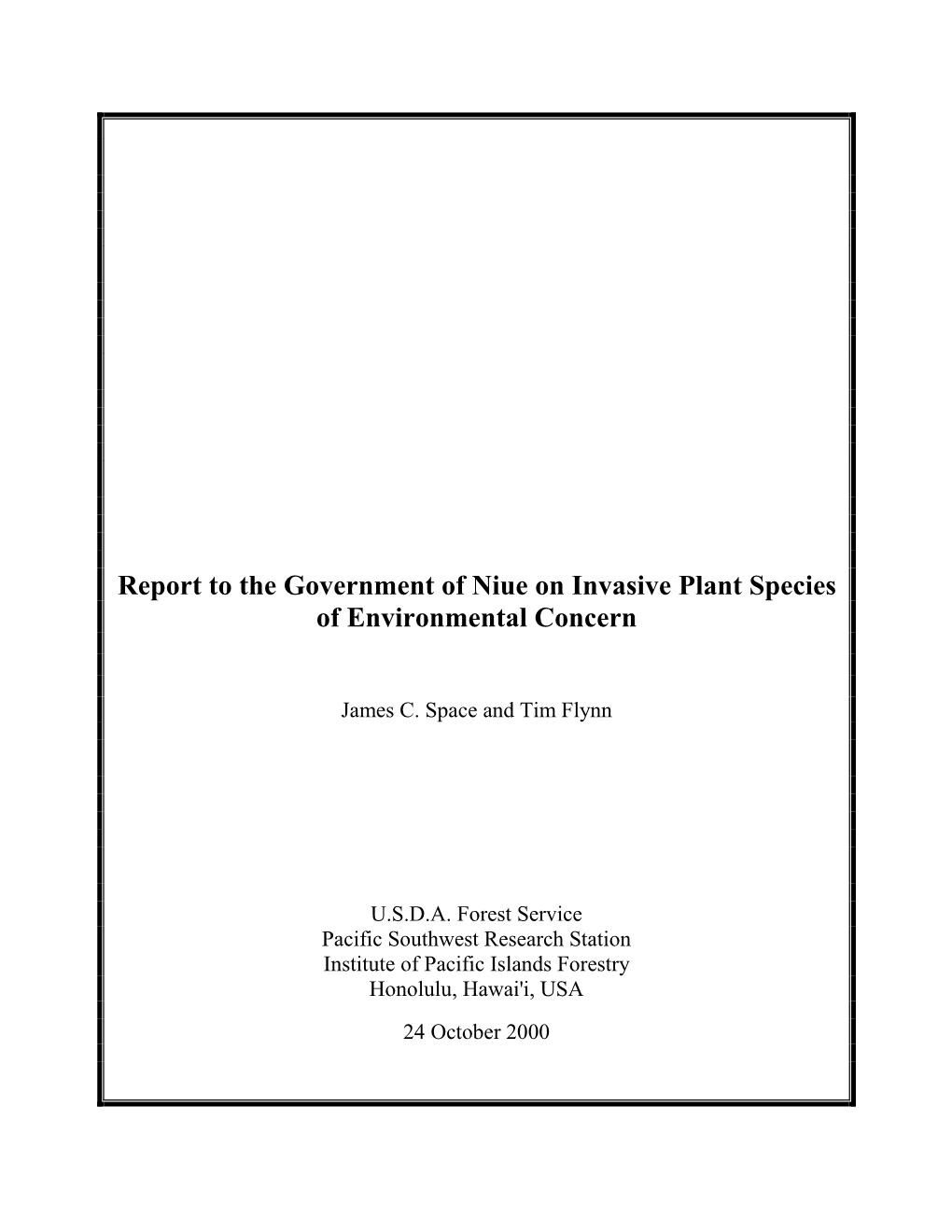 Report to the Government of Niue on Invasive Plant Species of Environmental Concern