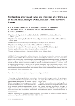 Contrasting Growth and Water Use Efficiency After Thinning in Mixed Abies Pinsapo–Pinus Pinaster–Pinus Sylvestris Forests