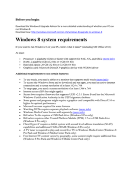 Windows 8 System Requirements