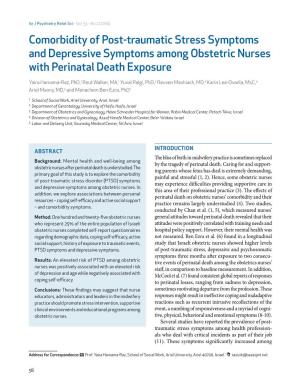 Comorbidity of Post-Traumatic Stress Symptoms and Depressive Symptoms Among Obstetric Nurses with Perinatal Death Exposure