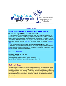 Learn High Holy Days Nusach with Rabbi Evette Shabbat Service High