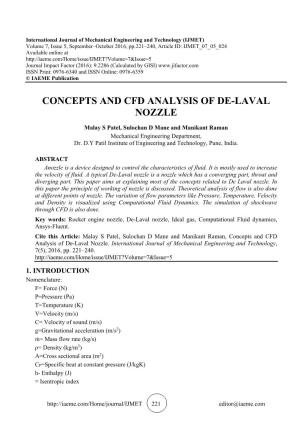 Concepts and Cfd Analysis of De-Laval Nozzle