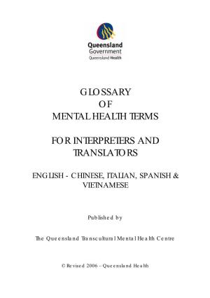 Glossary of Mental Health Terms