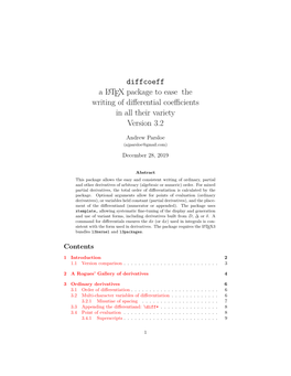 Diffcoeff a Latex Package to Ease the Writing of Differential Coefficients In