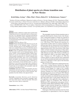 Distribution of Plant Species at a Biome Transition Zone in New Mexico - 531