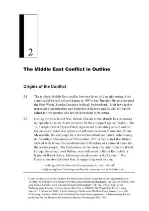 Chapter 2: the Middle East Conflict in Outline