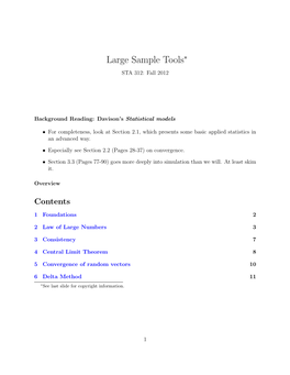 Large Sample Tools∗ STA 312: Fall 2012