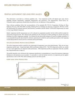 Lead-Free Solder Paste Reflow Profile Supplement