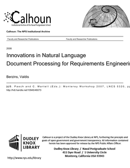 Innovations in Natural Language Document Processing for Requirements Engineering