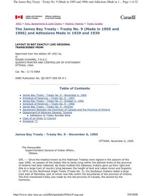 The James Bay Treaty - Treaty No