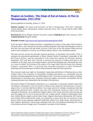 The Siege of Kut-Al-Amara: at War in Mesopotamia, 1915-1916'