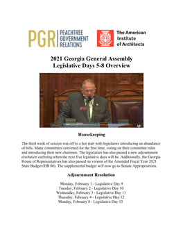 2021 Georgia General Assembly Legislative Days 5-8 Overview