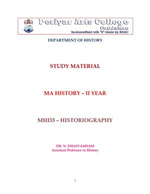Study Material Ma History – Ii Year Mhi33 – Historiography