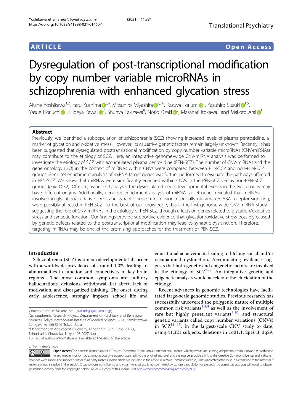 Dysregulation of Post-Transcriptional Modification by Copy Number