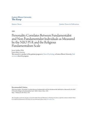 Personality Correlates Between Fundamentalist and Non
