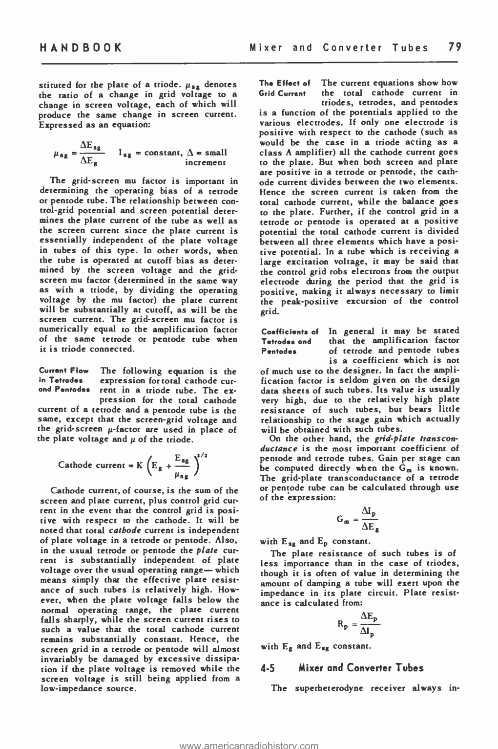 HANDBOOK Mixer and Converter Tubes 79 Stituted for the Plate of a Triode