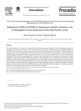 Influences of IOD and ENSO to Indonesian Rainfall Variability: Role of Atmosphere-Ocean Interaction in the Indo-Pacific Sector