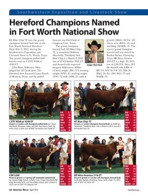 Hereford Champions Named in Fort Worth National Show