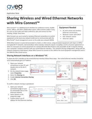 Sharing Wireless and Wired Ethernet Networks with Mira Connect™