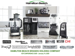 Hamilton Beach Brands Holding Company
