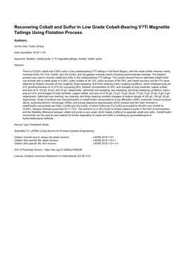 Ti Magnetite Tailings Using Flotation Process