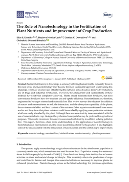 The Role of Nanotechnology in the Fortification of Plant Nutrients And