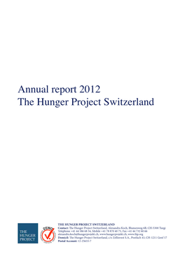 Annual Report 2012 the Hunger Project Switzerland