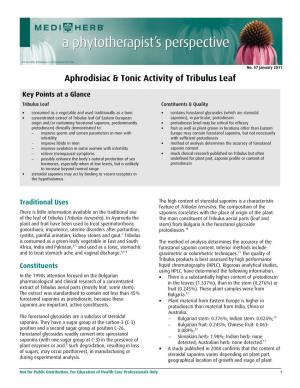 Aphrodisiac & Tonic Activity of Tribulus Leaf