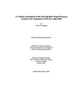 A Critical Assessment of the Driving-Rain Wind Pressures Used in CSA Standard CAN\CSA-A440-M90