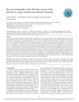 Revised Stratigraphy of the Hazelton Group in the Iskut River Region, Northwestern British Columbia