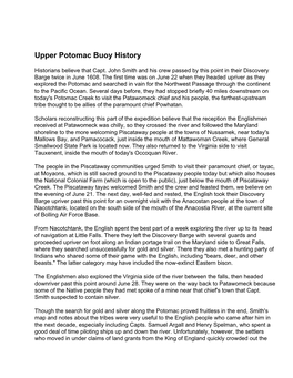 Upper Potomac Buoy History
