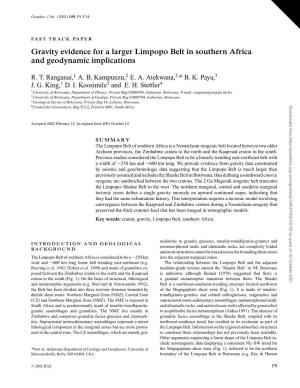Gravity Evidence for a Larger Limpopo Belt in Southern Africa and Geodynamic Implications
