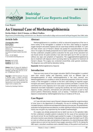 An Unusual Case of Methemoglobinemia