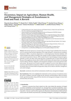 Occurrence, Impact on Agriculture, Human Health, and Management Strategies of Zearalenone in Food and Feed: a Review