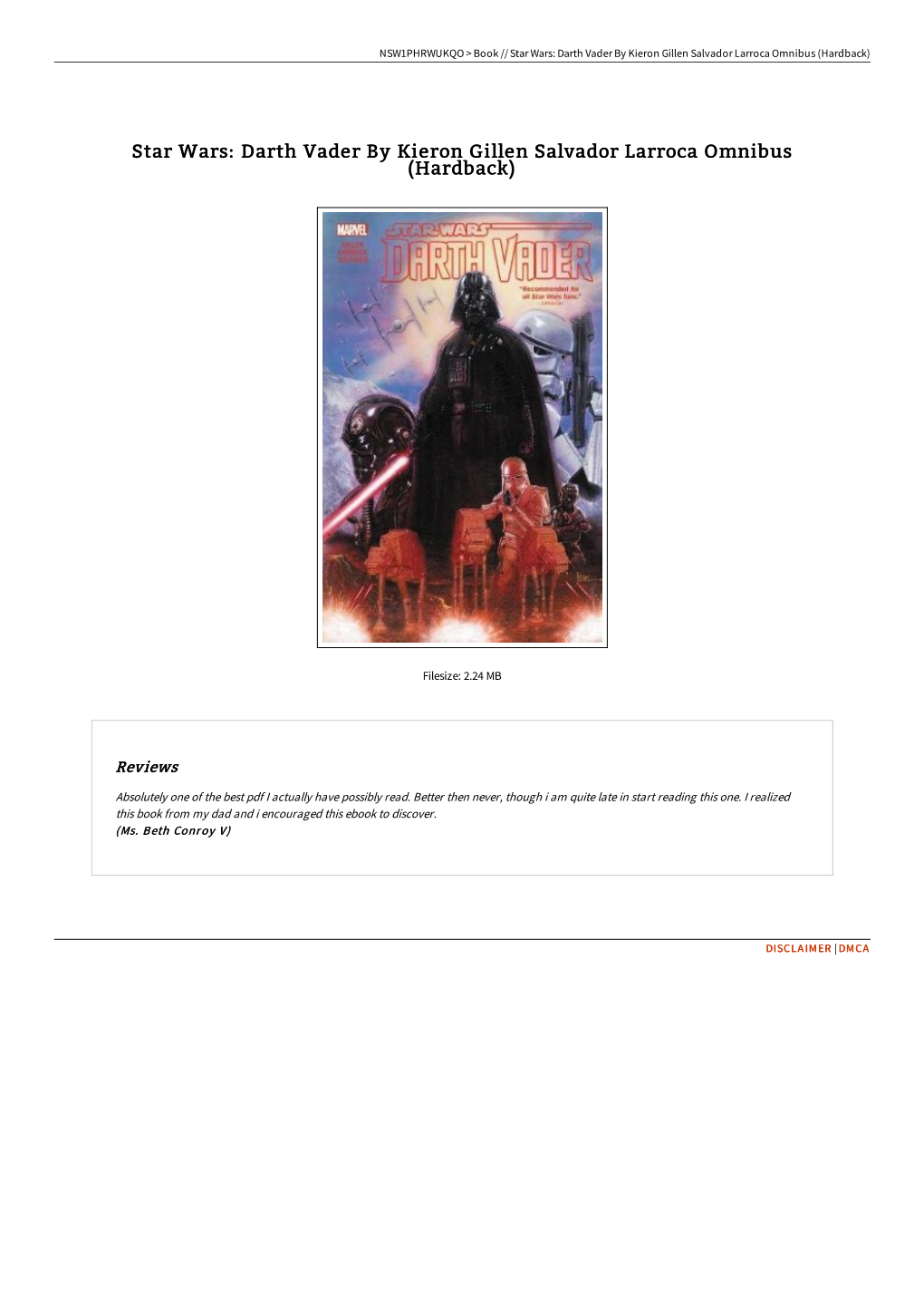 Find Book \ Star Wars: Darth Vader by Kieron Gillen Salvador Larroca