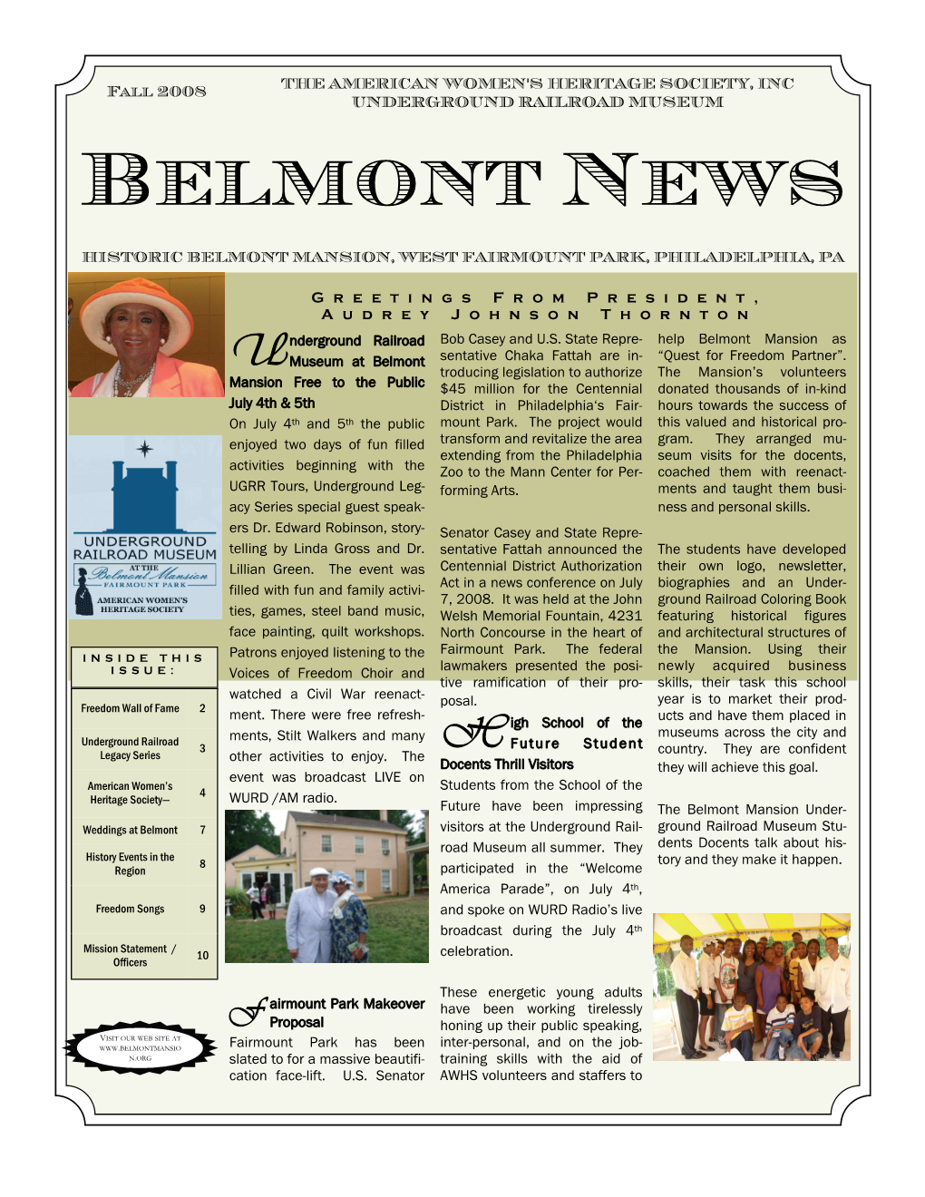 Fall 2008 Newsletter (PDF File)