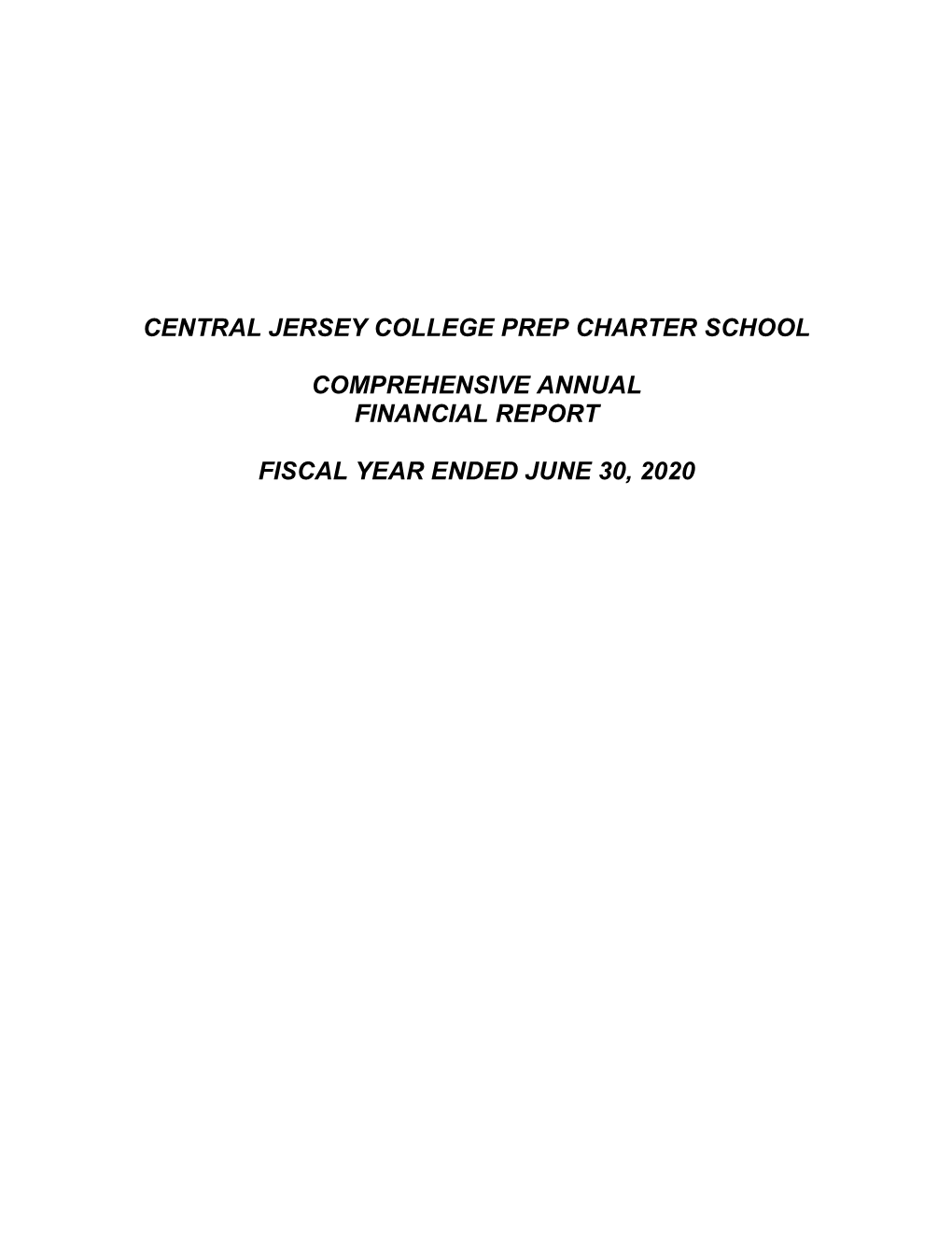 Central Jersey College Prep Charter School Comprehensive Annual