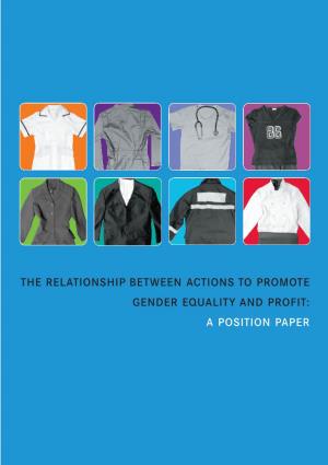 The Relationship Between Actions to Promote Gender Equality and Profit: a Position Paper