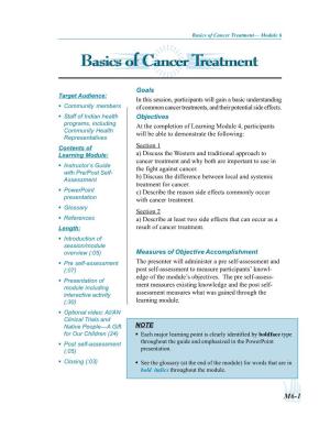 Module 6 – Basics of Cancer Treatment