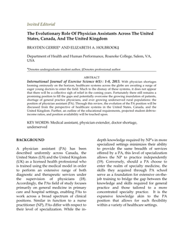 The Evolutionary Role of Physician Assistants Across the United States, Canada, and the United Kingdom