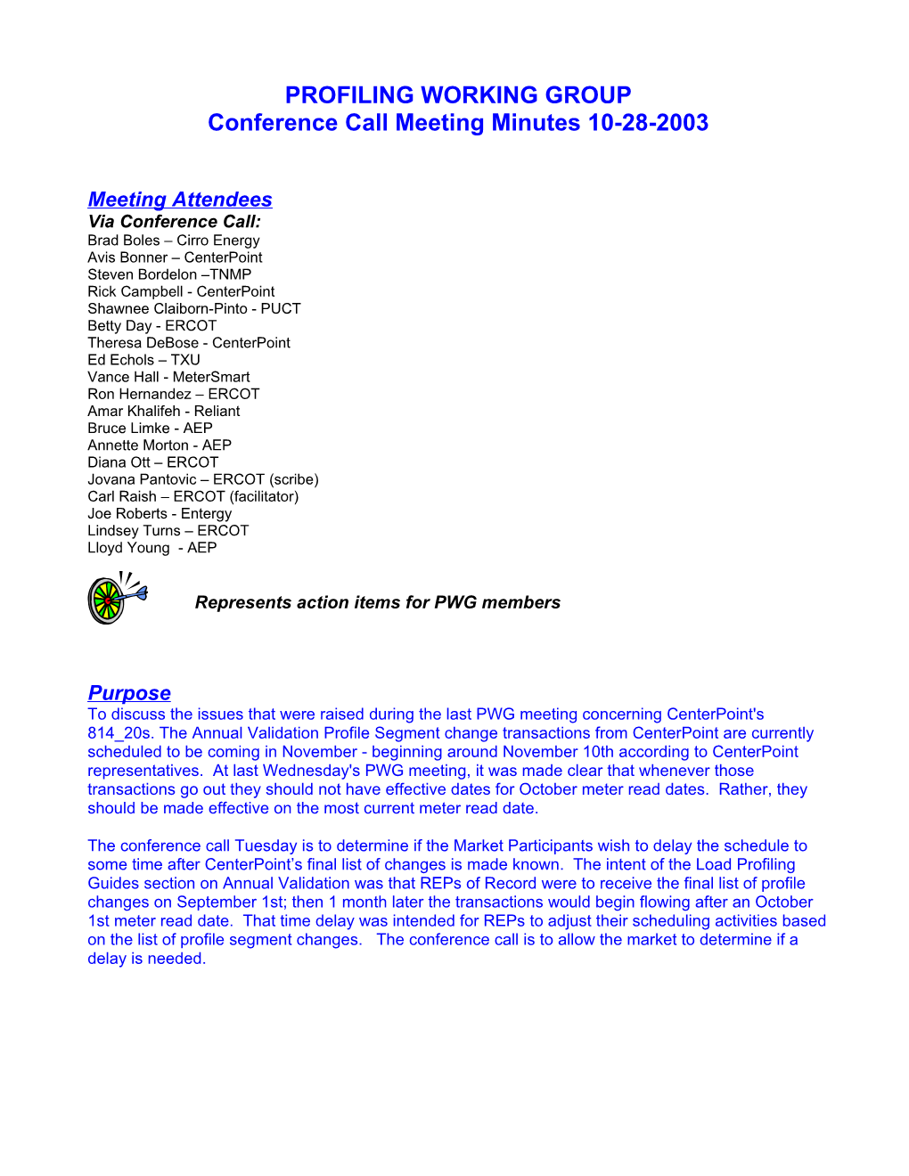 Load Profiling Working Group