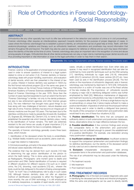 Role of Orthodontics in Forensic Odontology- a Social Responsibility Dentistry Section