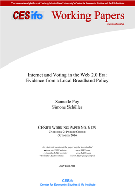 Internet and Voting in the Web 2.0 Era: Evidence from a Local Broadband Policy