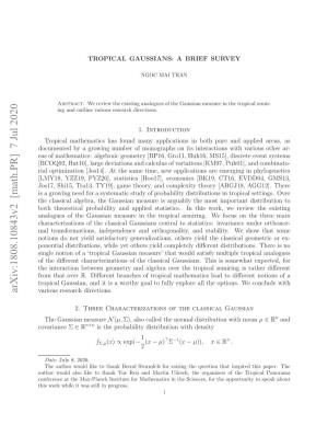 Tropical Gaussians: a Brief Survey 3